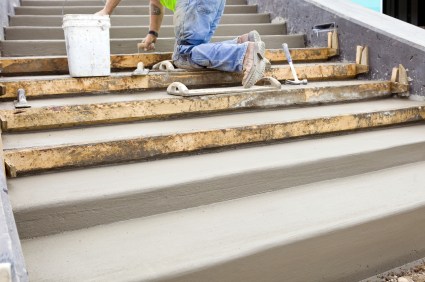 BMF Masonry mason building cement steps in Hasbrouck Heights, NJ.