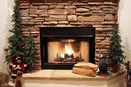 Stone fireplace by BMF Masonry