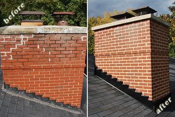 Before and After Brick Chimney Repairs